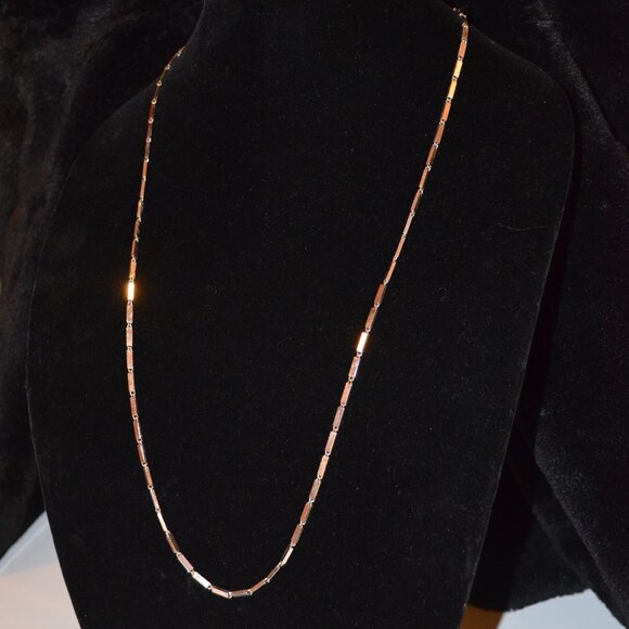 MONET Necklace Silver Tone Chain Blocked Rectangulars Linked Rings Fastener 15' - Picture 1 of 9